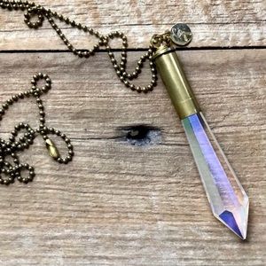 Unique Shell Casing Crystal Pendant Necklace